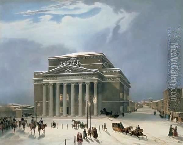 The Bolshoi Theatre in Moscow Oil Painting - Louis Jules Arnout