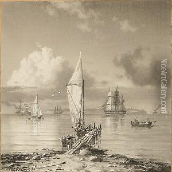 Coastal Scene And Seascape Oil Painting - Carl Emil Baagoe