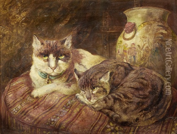 Tortoiseshell Cats Oil Painting - William Huggins