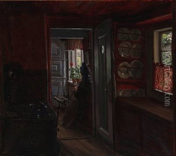 Interior From Fano Island, Denmark Oil Painting - Sigvard Marius Hansen