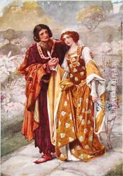 Lord Ronald and Lady Clare Oil Painting - Arthur A. Dixon