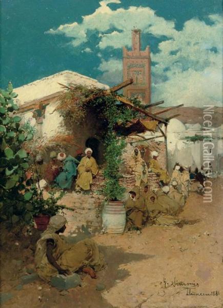 An Oriental Street In Tlemcen, Algeria Oil Painting - Gustavo Simoni