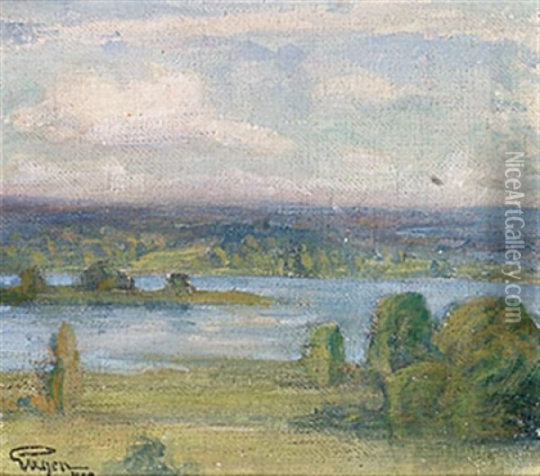 Studie Till Tyresopanorama Oil Painting - Prince (Napoleon Nicolaus) Eugen