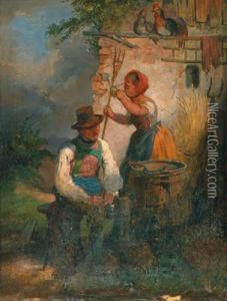 Resting At Harvest Time Oil Painting - Eduard Ritter