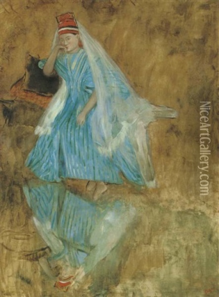 Mademoiselle Fiocre Dans Le Ballet De La Source (etude) Oil Painting - Edgar Degas