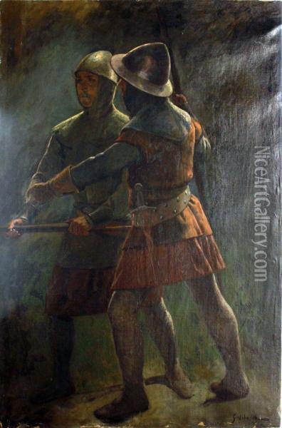 Soldados Oil Painting - Francisco Galofre Oller