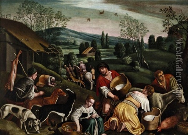 Vier Jahreszeiten (4 Works) Oil Painting - Jacopo dal Ponte Bassano