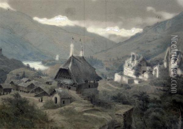 Canton Wallis, Rhone Oil Painting - Georg Heinrich Croll Crola