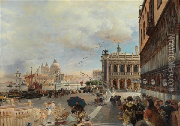 Venice Oil Painting - Oswald Achenbach