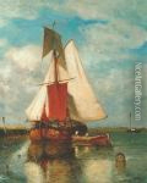Unloading The Catch Oil Painting - Paul-Jean Clays