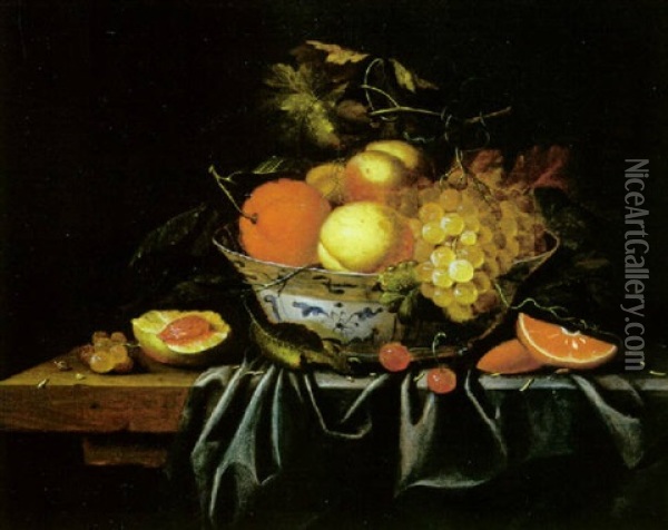 Nature Morte A La Coupe De Fruits Oil Painting - Johannes Borman