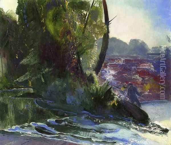 Fisherman And Stream Oil Painting - George Wesley Bellows