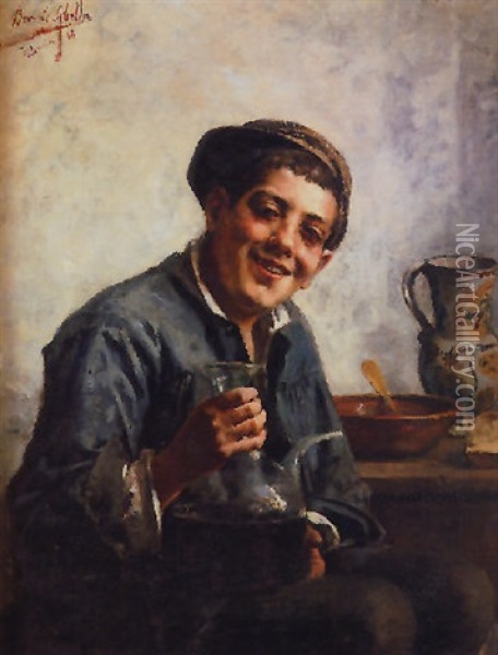 A Break For Lunch Oil Painting - Vicente Borras Y Abella