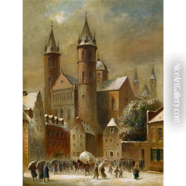 Winterliche Stadtansicht Oil Painting - Anton Doll
