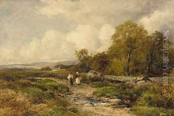 A path in Wharfedale - above the Warfe Oil Painting - David Bates