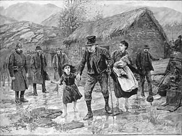 Scene at an Irish Eviction in County Kerry Oil Painting - Amedee Forestier
