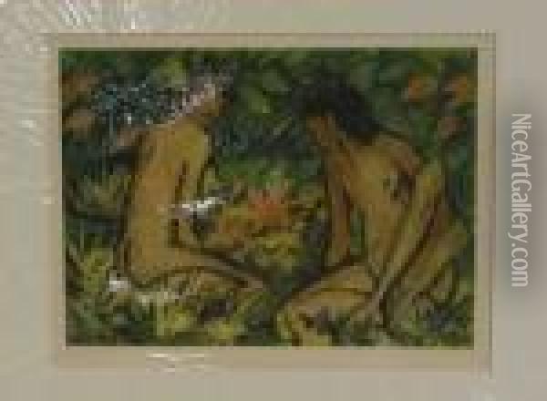 Madchen Imgrunen Oil Painting - Otto Mueller