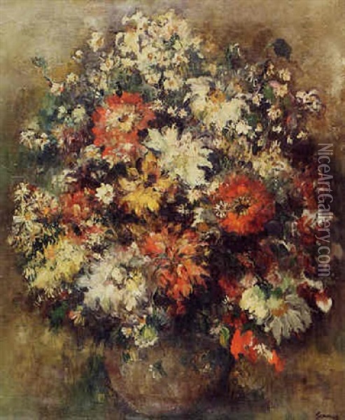 Bouquet De Fleurs Dans Un Vase Grege Oil Painting - Paul Elie Gernez