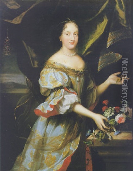 Portrait De Hortense Mancini (?) Oil Painting - Justus van (Verus ab) Egmont