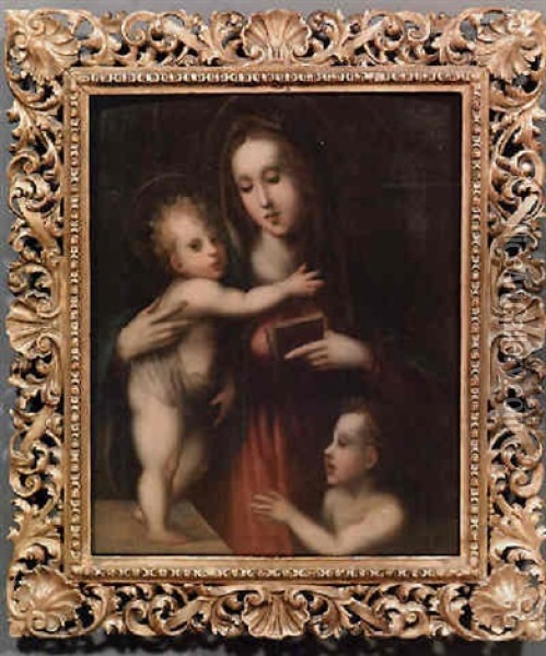 Madonna, Bimbo E San Giovannino Oil Painting - Domenico Puligo