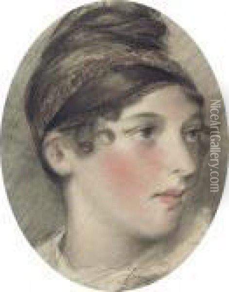 Portrait Head Of A Lady Oil Painting - John Constable