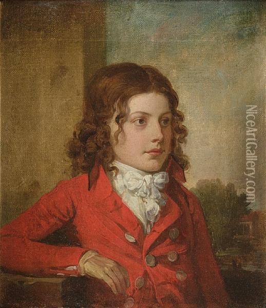 Portrait Of A Young Boy, Said To Be William James Atkinson, Half-length Oil Painting - Richard Livesay