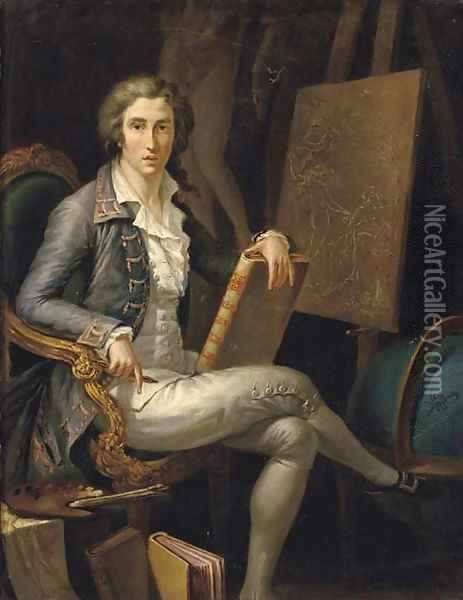 Portrait of a gentleman artist Oil Painting - Jacques-Andre-Joseph Aved