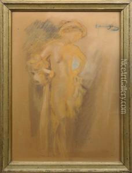 Stehender Madchenakt Oil Painting - Hugo, Freiherr Von Habermann
