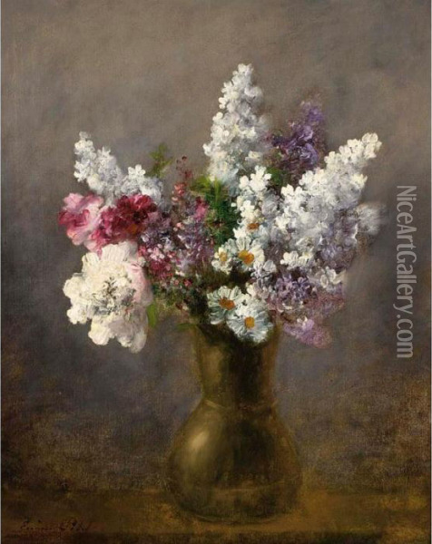 A Flower Still Life Oil Painting - Eugene Petit