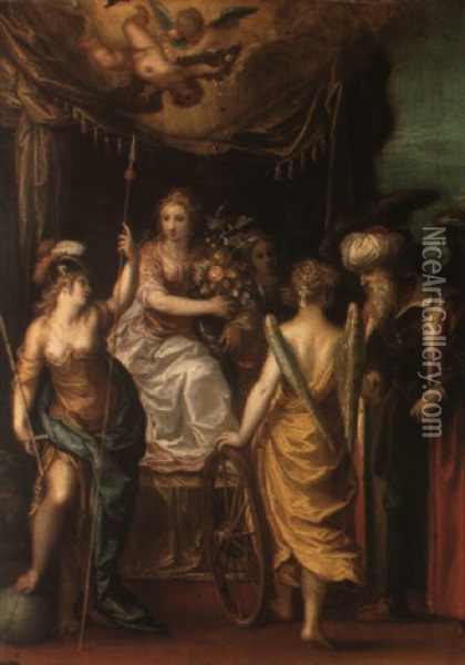 Minerva, Fortune And Abundance Oil Painting - Hans Rottenhammer the Elder