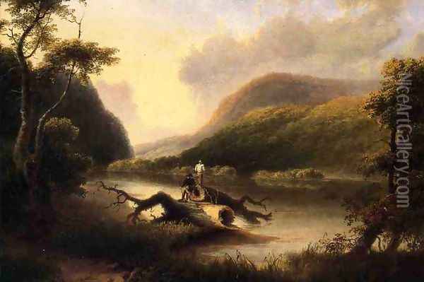Passage of the Delaware through the Blue Mountain Oil Painting - Thomas Doughty