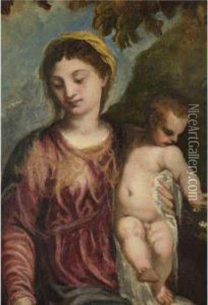 Madonna And Child Oil Painting - Andrea Meldolla Schiavone