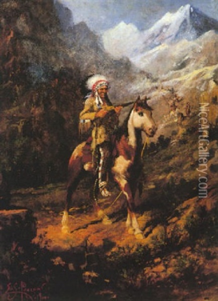 Sitting Bull In The Little Bighorn Mountains Oil Painting - Edgar Samuel Paxson