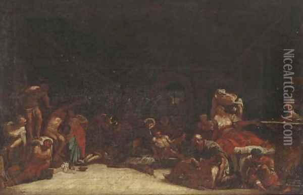 Christ healing the sick Oil Painting - Domenico (Micco Spadaro) Gargiulo