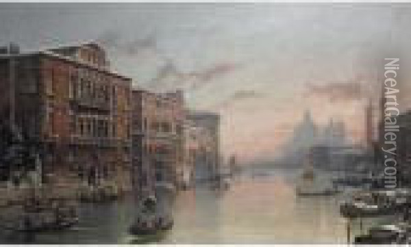 The Grand Canal, Venice, In The Snow Oil Painting - David Roberts