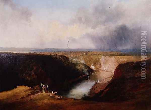 View of the Avon Gorge from Observatory Hill, c.1830 Oil Painting - William West