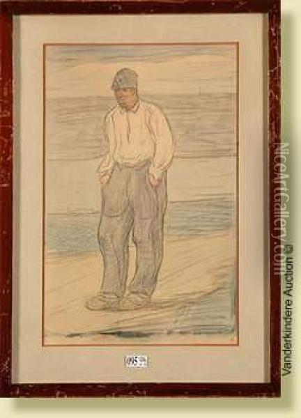 Pecheur Au Bord De La Mer Oil Painting - Eugene Laermans