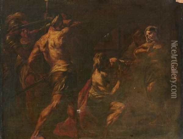 La Decollation De Saint Jean Baptiste Oil Painting - Giovanni Battista Benaschi