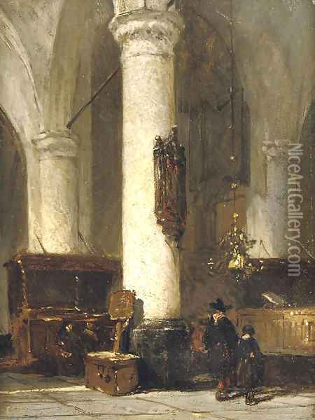 Interior of the Hervormde Kerk, Hattem Oil Painting - Johannes Bosboom