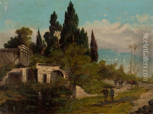 At Lake Garda Oil Painting - Heinrich Wertheim