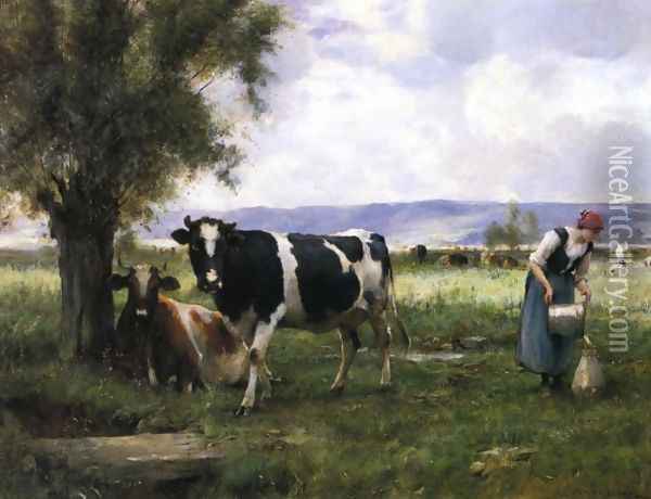 Milking Hour Oil Painting - Julien Dupre