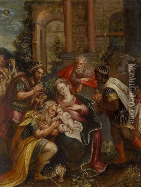 Anbetung Der Konige Oil Painting - Pieter Coeck van Aelst the Younger