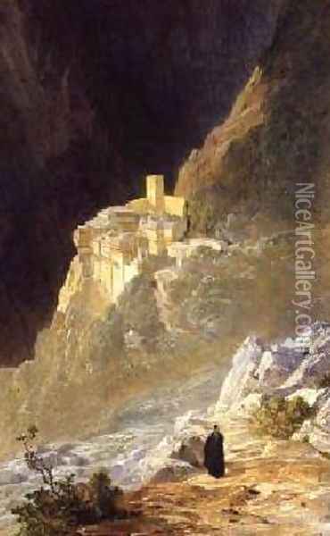 Mount Athos Oil Painting - Edward Lear
