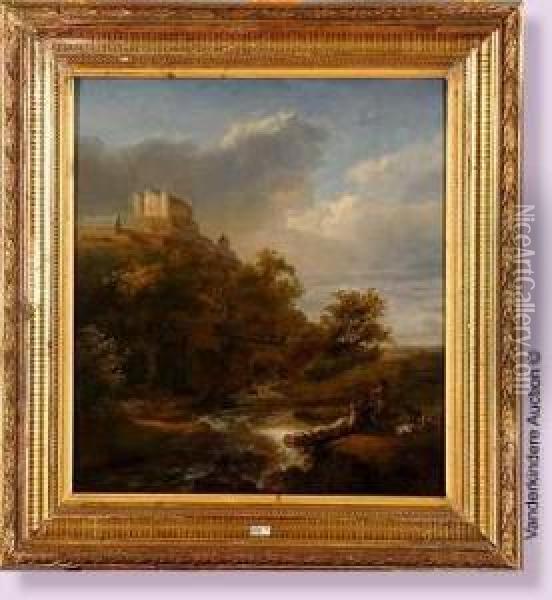 La Halte Des Chasseurs Au Pied Du Chateau Oil Painting - Ignatius Josephus van Regemorter