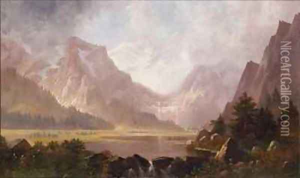 High Mountain Landscape with Lake Oil Painting - Edwin Deakin