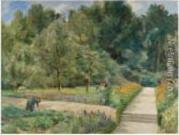 Der Nutzgarten In Wannsee Nach Westen (the Garden In Wannsee To The West) Oil Painting - Max Liebermann