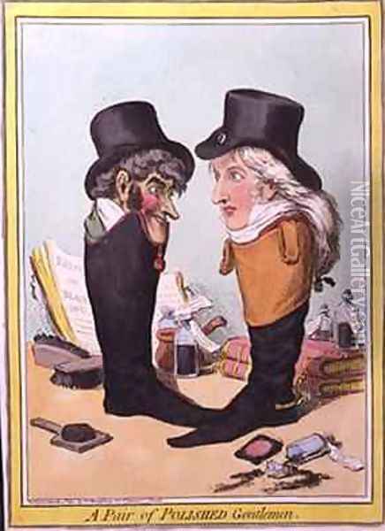 A Pair of Polished Gentlemen Oil Painting - James Gillray