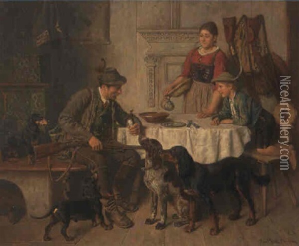 Jagerlatein Oil Painting - Adolf Eberle