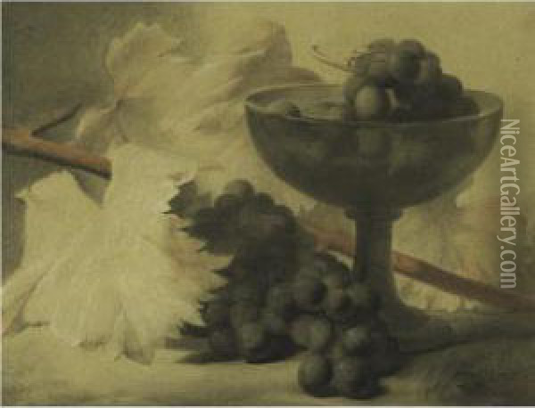 Still Life With Grapes Oil Painting - Antoine Berjon