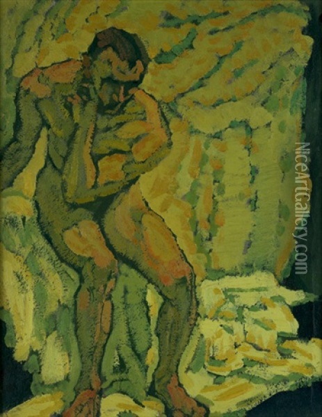 Sitzender Mannerakt Oil Painting - Johann Walter-Kurau